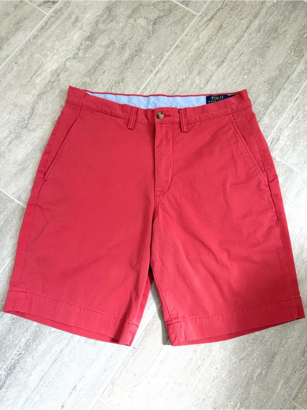 Polo Ralph Lauren Classic Fit Chino Shorts Mens 31 Red Coral Stretch Cotton - Picture 3 of 11